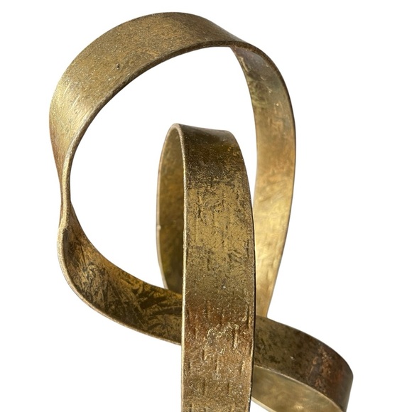 Mobius Strip Abstract Gold Metal Knot Art Sculpture Statue Modern Style 14" X 6" - Picture 3 of 7